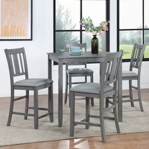 Small Space <b>Kitchen</b> Dining <b>Table</b> 4 Person Counter Height Gray <b>Square</b> <b>Table</b> for Home ONLY <b>TABLE</b> - Product Image 3