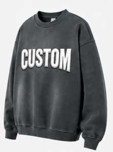 Sweat-shirt classique à col rond pour homme, impression en relief, lettres personnalisées sur le devant, 100% coton, tissu French Terry, style automne - Product Image 3