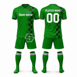 Camiseta de Fútbol Sublimada Personalizada con Cuello en V, Tirantes en T, Malla Transpirable, Manga Corta, Números Verdes del Equipo, 100% Poliéster, Absorbe la Humedad, para Adultos - Product Image 4