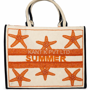Handmade Beaded Orange Summer Tote <b>Bag</b> for Women, <b>Boho</b> Beach Tote <b>Bag</b> - Product Image 1