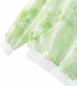 Sweat-shirt à capuche vert tie-dye pour femme avec imprimé papillon, poche avant, manches longues, tricoté, décontracté, pour le printemps - Product Image 3