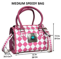 Sac de voyage week-end personnalisé avec logo, en cuir quadrillé fait main, taille moyenne, pour femme