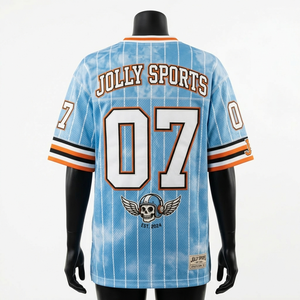 Maillot de football pour femme 150 GSM en polyester à séchage rapide, maille bleu ciel, panneaux rayés, logo imprimé par sublimation - Product Image 3