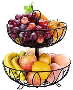 Panier à fruits en fil métallique noir au design unique, fait main, très vendu, décoration de table, rangement alimentaire, panier à fruits portable - Product Image 6