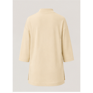Camiseta Oversize de Cuello Alto y Manga Tres Cuartos en Amarillo Pálido para Mujer WTS-0153 - Product Image 2