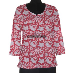 Vêtements ethniques indiens imprimés à la main pour femmes Robe Kurti en coton imprimé à la main - Product Image 1