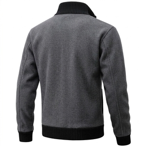Cardigan zippé intégral en molleton tricoté pour homme, col roulé, en tissu technique, hiver, anti-plis, respirant, uni, style professionnel - Product Image 2