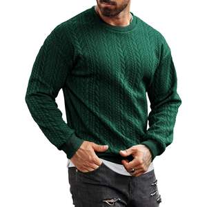 Custom Men's Oversized Crewneck <b>Sweatshirt</b> Casual Lightweight Pullover with 3D <b>Embroidery</b> Solid Pattern and Long Sleeves - Product Image 1
