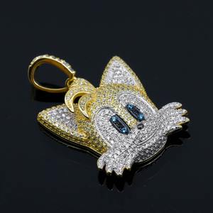 Pendentif Hip Hop Iced Out en Moissanite Renard Cartoon, en Argent 925 Plaqué Or, avec Diamants, pour Hommes et Femmes - Product Image 3