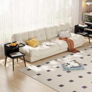 Contemporary Metal Nightstand with Open Storage, Round End <b>Table</b> <b>for</b> <b>Sofa</b> <b>Side</b>, Bedroom and Apartment Furniture - Product Image 2