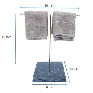 Porte-serviettes moderne autoportant à 2 barres en laiton poli, support de salle de bain fixe, longueur 10 pouces, base en marbre - Product Image 4