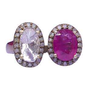 Anillos Antiguos Unisex de Plata de Ley 925 Chapados en Oro con Diamantes Polki y Rubíes, MOQ Bajo - Product Image 5