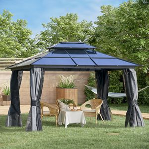 10 X 12 Hardtop Polycarbonate <b>Canopy</b> Double <b>Roof</b> with Aluminum Frame Outdoor Pavilion Gazebo Netting Permanent Structure - Product Image 2