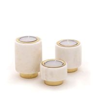 Porte-bougie en marbre rond artisanal en pierre naturelle de luxe pour une décoration élégante de la maison Noël