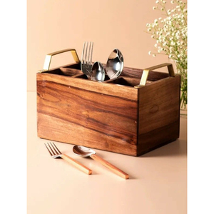 Hot Seller Wooden Holder Home Hotels <b>Table</b> Top Wood Cutlery Box Standard Quality Cutlery Utensils Storage Holder Top Selling - Product Image 2