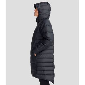 Long Quilted <b>Winter</b> Jacket With Hood Full Sleeves Zipper Closure Solid Color Polyester Shell <b>Thick</b> Warm <b>Coat</b> Contrast Color - Product Image 2