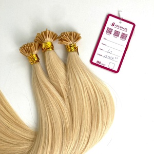 Extensiones de cabello humano ondulado doble dibujado con queratina vietnamita recta sedosa de 18 pulgadas en Rubio 613 - Product Image 5