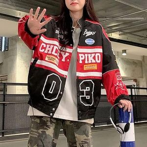 Women's Varsity <b>Jacket</b> Patchwork Long Sleeve <b>Racing</b> Bomber Letterman Color Block Y2k <b>Vintage</b> Streetwear Satin Breathable - Product Image 5