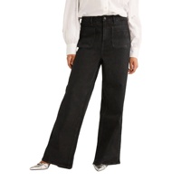 Jean décontracté taille plus pour femme, coupe droite mi-large, en denim tissé doux, respirant, écologique, lavé, idéal pour l'été