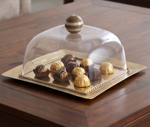Hammered Design Simple Gold Square Chocolate <b>Tray</b> Perfect For Serving Chocolates Sweets Desserts And <b>Small</b> Treats At Home - Product Image 1