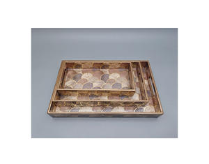 ถาดไม้พิมพ์ลายสวยงามสำหรับเสิร์ฟเครื่องดื่มและขนมด้วยงานศิลปะที่หรูหราและงานฝีมือชั้นเยี่ยม - Product Image 1