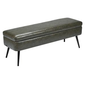 Banc de rangement moderne en similicuir PU avec pieds en métal, banc à chaussures pour entrée, tabouret et ottoman rembourrés - Product Image 1
