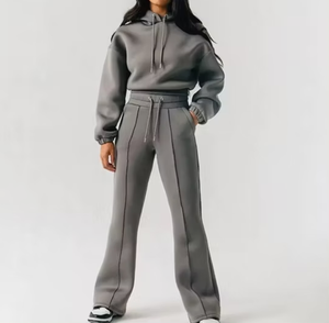 Windproof Women's Tracksuit 2 Piece <b>Set</b> Double Zipper Pulls Stand Collar Tracksuits - Product Image 1