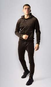 Ensemble de survêtement en velours personnalisé pour femme, sweat à capuche oversize en molleton, ensemble jogging deux pièces avec pantalon en coton - Product Image 5