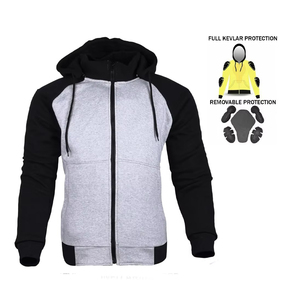 Sweat à capuche zippé pour motards, coupe-vent, grande taille, pour hommes adultes, avec rembourrage CE en coton/fibre de bambou - Product Image 1