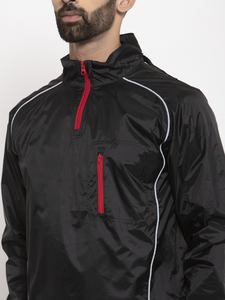 Ensemble de survêtement sportif noir pour homme avec logo Flame imprimé, veste à col zippé et pantalon, vêtements d'automne 100% polyester - Product Image 6