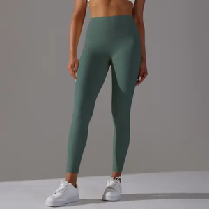 Leggings longs souples taille haute unis ajustés et élastiques pour femmes – Vente en gros personnalisée de leggings pour femmes - Product Image 2