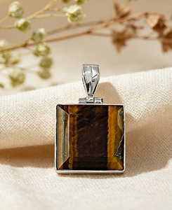 Colgante Rectangular de Ágata Natural Pulida Marrón de Art Palace para la Creación de Collares - Product Image 1