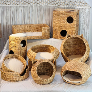 Handcrafted Eco Natural Fiber Pet House Vietnam Seagrass Water Hyacinth Indoor <b>Bed</b> for Cats Dogs - Product Image 4