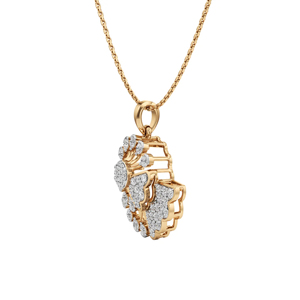 Collier pendentif fleur en or 18 carats de luxe avec diamants taille brillant rond, chaîne maille forçat, bijoux de mariage pour femme - Product Image 2