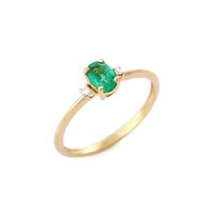 14K Yellow Gold <b>Emerald</b> Statement <b>Ring</b> for <b>Men</b> Natural Stone Resizable - Product Image 3