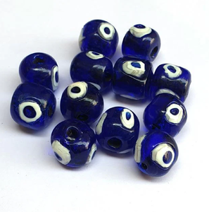 Perles de verre faites à la main |   Perles craquelées |   Marque FE |   Vente en gros de perles facettées bleues et blanches, emballage en boîte pour la fabrication de bijoux africains - Product Image 2