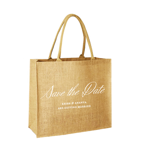 Women's Linen Reusable Travel Handle <b>Jute</b> Tote <b>Bag</b> Custom Logo Printing Cotton Handle Zipper Fashionable Gift Wedding <b>Bag</b> - Product Image 1