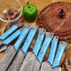 Juego de Cuchillos de Cocina de Acero de Damasco de Grado Industrial, Hoja Forjada de Espiga Completa, Ecológico, Ambidiestro, Ligero, con Mango de Madera - Product Image 3