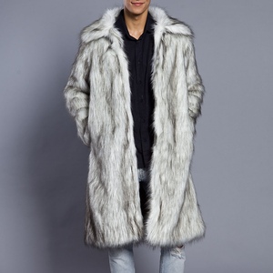 FallWinter New Arrival <b>Men's</b> Collared Faux Fur <b>Long</b> Coat - Product Image 1