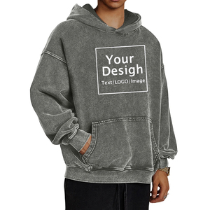Sweat-shirt à capuche surdimensionné coupe ample pour homme, personnalisé OEM, sérigraphié, délavé à l'acide, style streetwear, grammage lourd - Product Image 2
