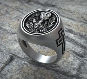 925 Sterling Silver <b>Black</b> Oxidized Christian Chalice Cross Gothic Unisex <b>Ring</b> - Product Image 3