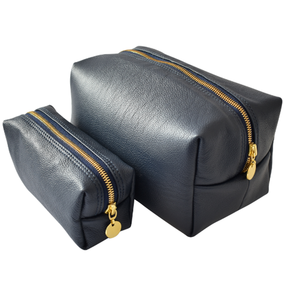 Bolsa de Aseo de Viaje Personalizada de Lona y Cuero Vintage con Cierre de Cremallera, Neceser de Maquillaje/Afeitado para Hombre, Bolsa de Cosméticos de Algodón con Logotipo Personalizable - Product Image 1