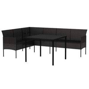 Conjunto de Comedor Grande para Jardín, Ratán PE Negro con Acero con Recubrimiento en Polvo, Muebles Elegantes para Exteriores - Product Image 4