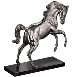 Estatua de caballo de aluminio fundido de primera calidad, noble arte equino metalizado en galope, pieza central decorativa para interiores sofisticados. - Product Image 1