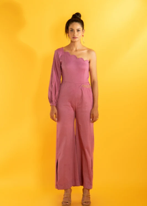 Combinaison rose vif pour femme, taille haute, coupe ajustée, pantalon long, élégante, pour soirée, décontractée, quotidienne, style streetwear, tendance - Product Image 3