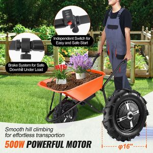 Carriola Elettrica da 500W con Capacità di 5 Metri Cubi Carrello da Giardino Pieghevole con Capacità di Carico 150 kg, Serbatoio Acqua 100L, Manico in Metallo - Product Image 1