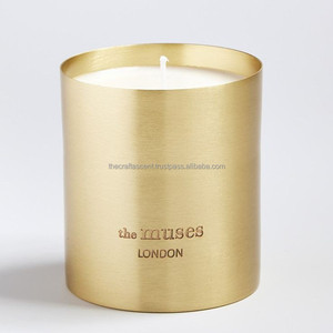 Wholesale High Quality Custom Brushed Finished Brass <b>Empty</b> Candle <b>Jar</b> Luxury Metal Home Decor Scented Soy Wax Candle Container - Product Image 1