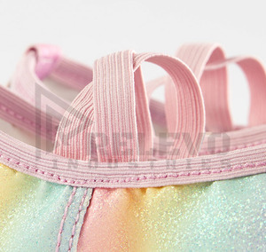 Chaussons de danse personnalisés en cuir véritable avec semelle en daim et sangle élastique, couleurs métalliques, pour filles et femmes, entraînement en gros - Product Image 3