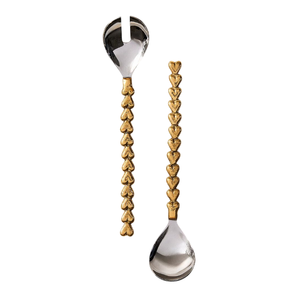 Lot de 2 cuillères de service modernes en acier inoxydable plaqué or avec manche en forme de poisson, finition laiton brossé - Product Image 6