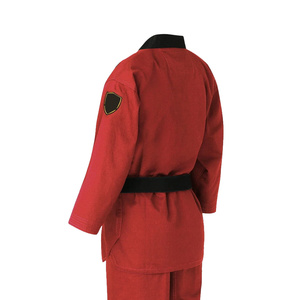 Uniforme de Taekwondo Rouge en Gros Prêt à Expédier – Combinaison Unisexe Adulte Durable pour l'Entraînement avec Ceinture Noire et Logo AS-TG-105 - Product Image 3